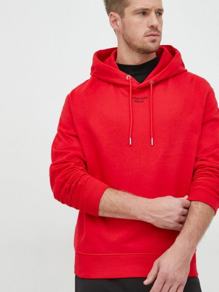 Calvin Klein Jeans pamut melegítőfelső piros, férfi, sima