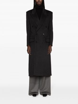 Vlněný kabát Saint Laurent šedý