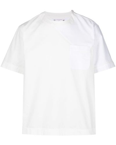 Camiseta con bolsillos Sacai blanco