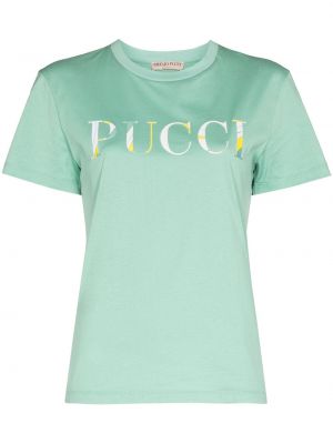 Camiseta de algodón con estampado Emilio Pucci verde