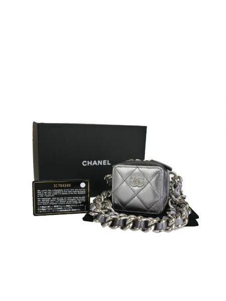 Bolso cruzado de cuero retro Chanel Vintage plateado