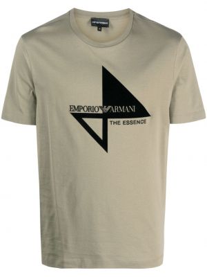 Памучна тениска с принт Emporio Armani зелено