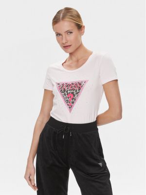 Slim fit tričko Guess růžové