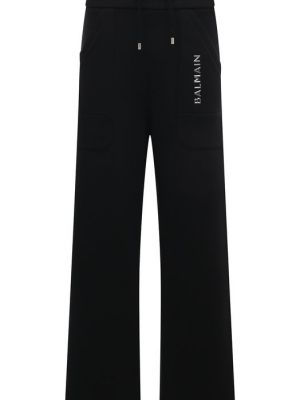Хлопковые брюки Balmain черные