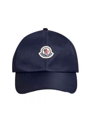 Satynowa czapka z daszkiem Moncler niebieska