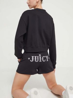 Černé kraťasy s vysokým pasem s aplikacemi Juicy Couture