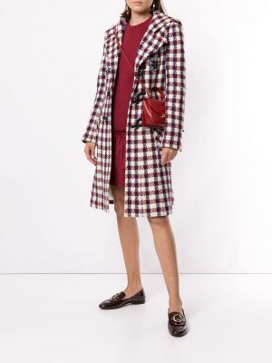 Abrigo a cuadros con capucha de tweed Chanel Pre-owned rojo