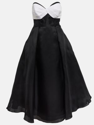 Svilena dolga obleka Carolina Herrera črna