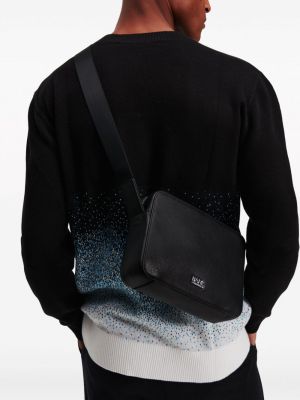 Kožená kabelka s potiskem Karl Lagerfeld černá