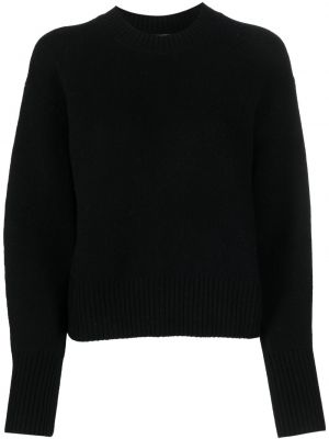 Vlnený sveter s okrúhlym výstrihom Vince čierna