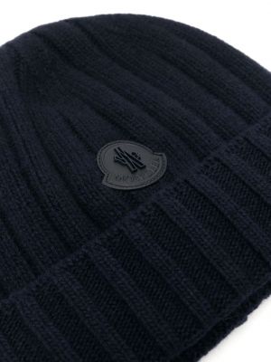 Bonnet en tricot avec applique Moncler bleu