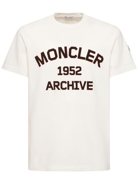 T-shirt i bomull i jersey Moncler vit