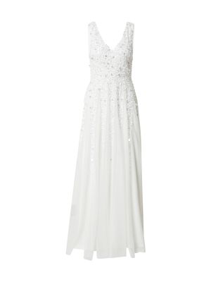 Вечерна рокля с мъниста с дантела Lace & Beads бяло