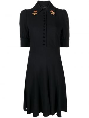 Φλοράλ μίντι φόρεμα από κρεπ Etro μαύρο
