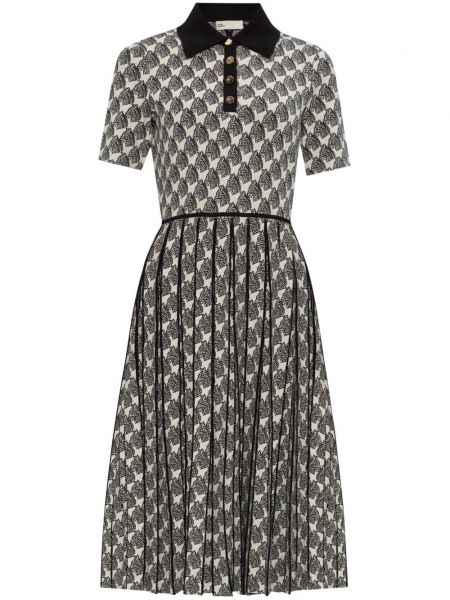 Abstraktes ausgestelltes kleid mit print Tory Burch schwarz