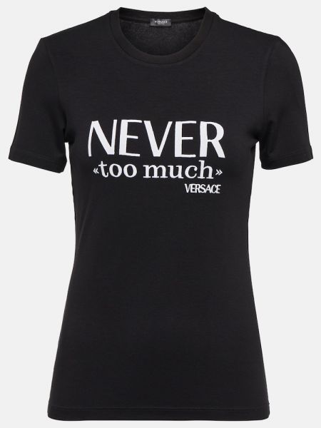 Viszkóz hímzett póló Versace - fekete