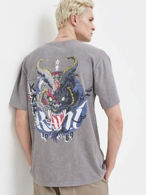 Bavlněné tričko s potiskem Karl Kani šedé