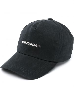 Șapcă din bumbac de culoare solidă cu imagine Monochrome negru