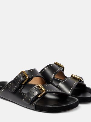 Кожени ниски обувки Isabel Marant черно