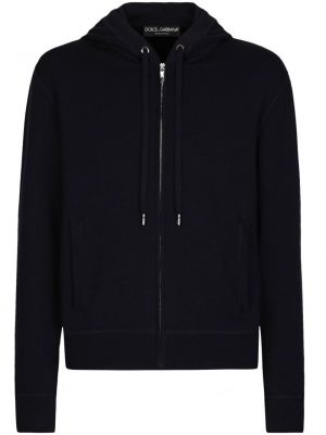 Pletena hoodie s kapuljačom s patentnim zatvaračem Dolce & Gabbana plava