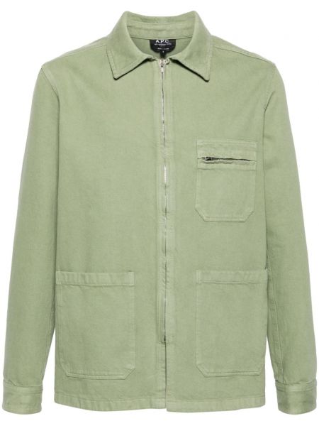Bavlnená košeľa A.p.c. zelená