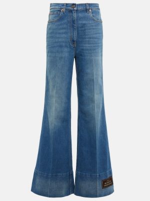 Zvonové džíny s výšivkou Gucci modré