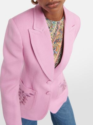 Vlněné sako s výšivkou Etro růžové