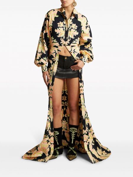 Abendkleid aus baumwoll mit print mit paisleymuster Etro schwarz