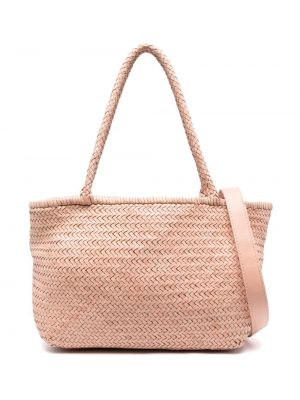 Плетени кожени шопинг чанта Officine Creative розово