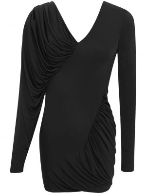 Haljina s v-izrezom s draperijom Saint Laurent crna