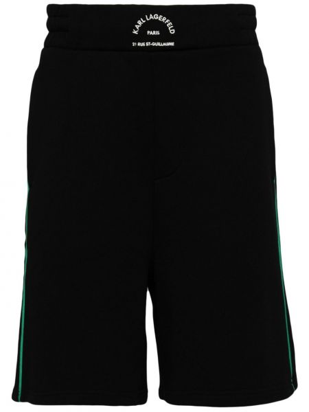 Pamučne kratke hlače s vezom Karl Lagerfeld crna
