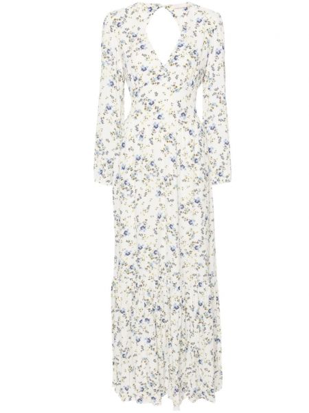 Dolga obleka s cvetličnim vzorcem s potiskom iz krep tkanine Liu Jo bela