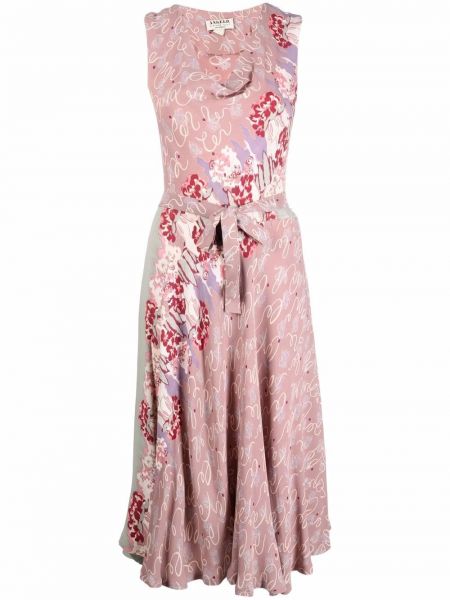Миди рокля с принт с абстрактен десен A.n.g.e.l.o. Vintage Cult розово