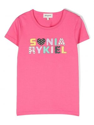 T-shirt con stampa Sonia Rykiel Enfant rosa