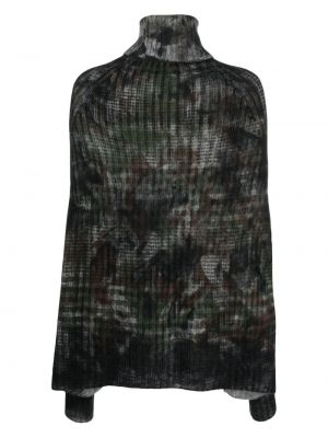 Sweter wełniany z nadrukiem w abstrakcyjne wzory Faliero Sarti czarny