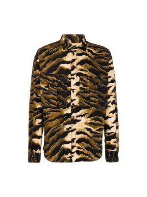 Koszula jeansowa w tygrysie prążki Dsquared2 brązowa