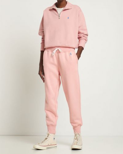 Spodnie sportowe z dżerseju Polo Ralph Lauren różowe