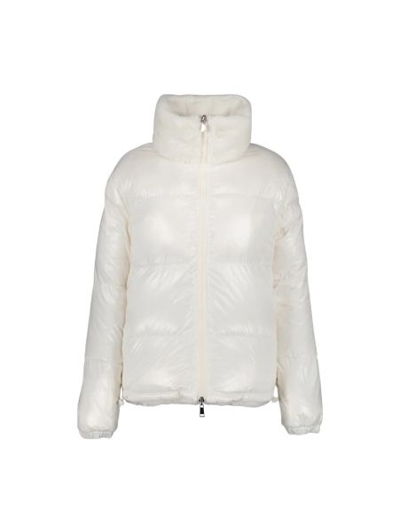 Pikowana kurtka puchowa z futerkiem Moncler biała