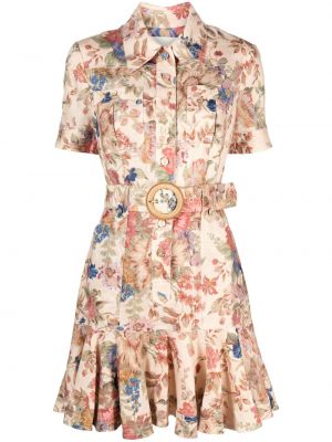 Φλοράλ φόρεμα σε στυλ πουκάμισο με σχέδιο Zimmermann μπεζ
