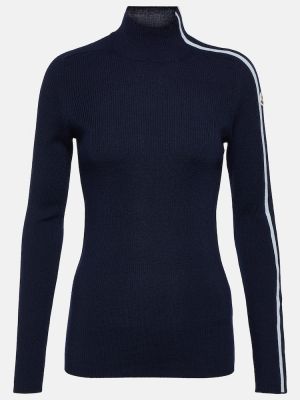 Jersey cuello alto de lana con cuello alto de tela jersey Moncler azul