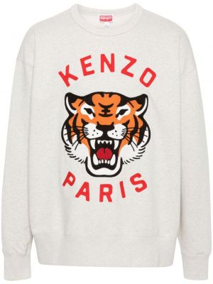 Bavlněná mikina s tygřím vzorem Kenzo šedá