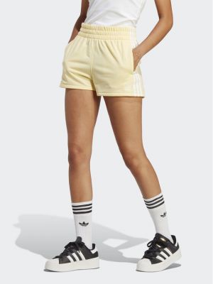 Pantaloni scurți de sport cu dungi Adidas galben