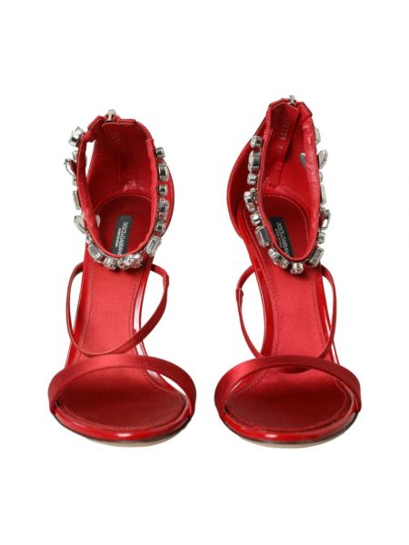 Sandalias de tiras de cristal Dolce & Gabbana rojo