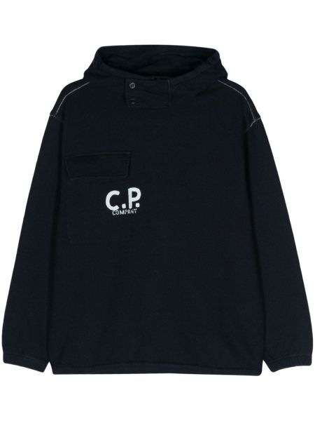 Pamučna hoodie s kapuljačom s printom C.p. Company plava