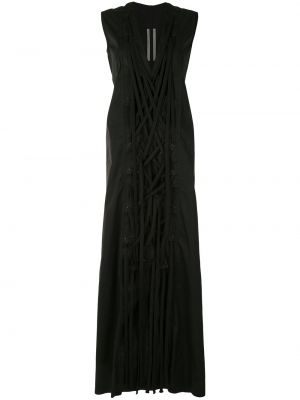 Sukienka długa bez rękawów bawełniane z dekoltem w serek Rick Owens - сzarny