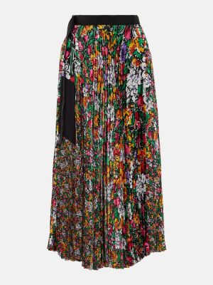 Květinové plisovaná sukně s vysokým pasem Sacai