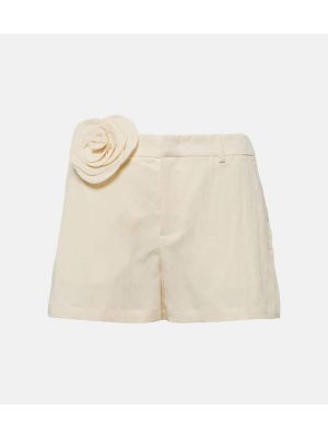 Pantalones cortos de cintura baja de flores con apliques Blumarine blanco