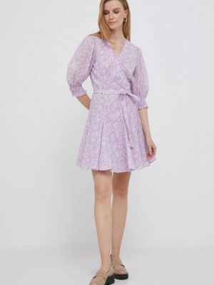 Sukienka mini bawełniana Polo Ralph Lauren fioletowa