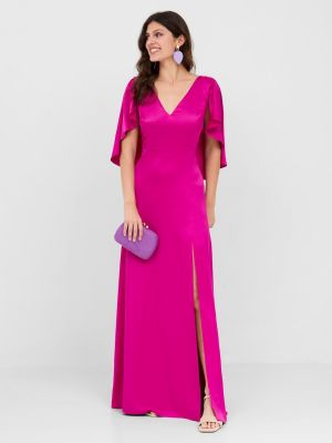 Длинное атласное платье с рукавами с эффектом накидки Veneno en la piel розовый