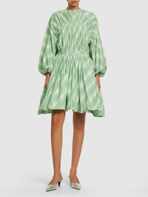 Mini haljina karirana sa dugačkim rukavima Jil Sander zelena